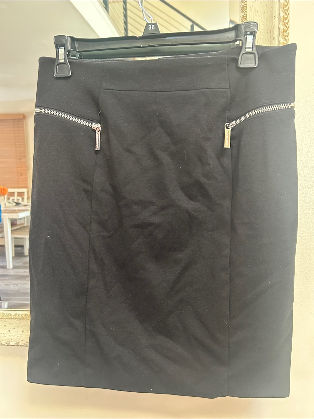 MICHAEL Michael Kors Black Pencil Skirt with Silver Zippers